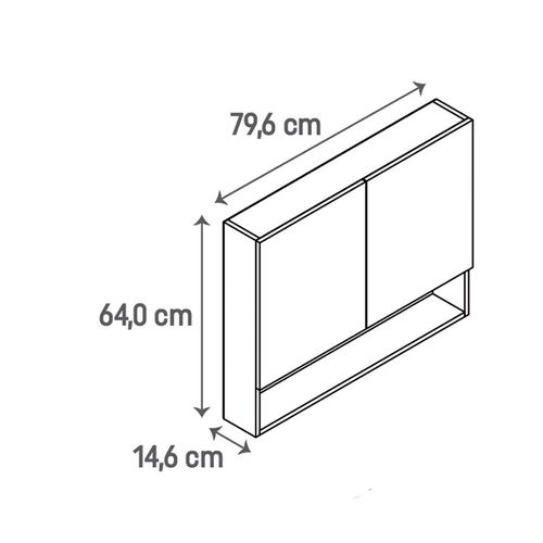 Espelheira Gaam Verre Bianco 80cm