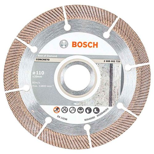 Disco Diamantado Turbo Segmentado Bosch Best for Concrete para Concreto 110x20x2x8mm