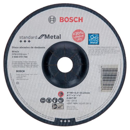 Disco de Desbaste Bosch Standard for Metal 180x6,0mm Centro Deprimido