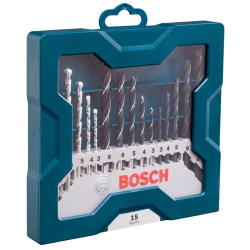 Jogo de Brocas Alvenaria, Metal, Madeira Bosch Mini X-line 15 Peças