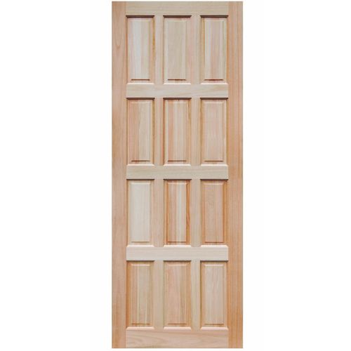 Porta de Eucalipto Reck Piramidal com 12 Almofadadas Natural 80x210