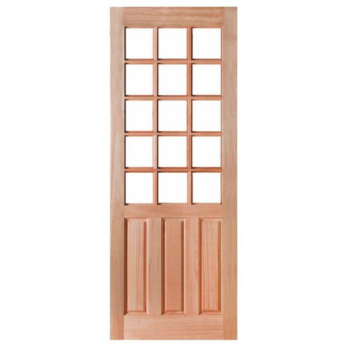Porta de Eucalipto Reck com 3 Almofadas e 15 Vidros 80x210cm