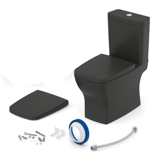 Kit Bacia com Caixa Acoplada Completo Boss Incepa Black Matte