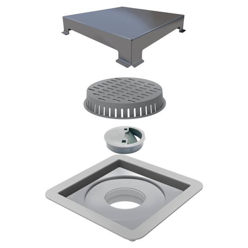 Ralo de PVC Elleve Square Tampa Inox 10x10cm