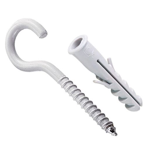 Gancho Branco com Bucha de Nylon Bemfixa 8mm 4 Unidades 7423