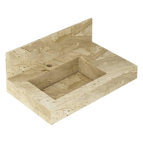 Lavatório com Cuba Esculpida Blu Slim Travertino 60cm