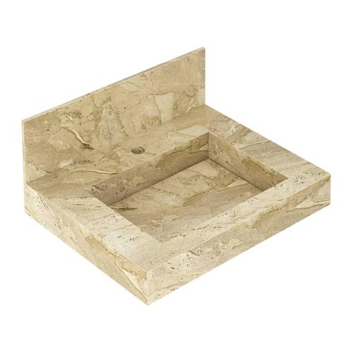 Lavatório com Cuba Esculpida Blu Top Travertino 50cm