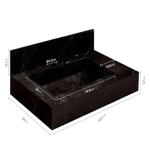 Bancada com Cuba Esculpida Blu Pró Black 60cm