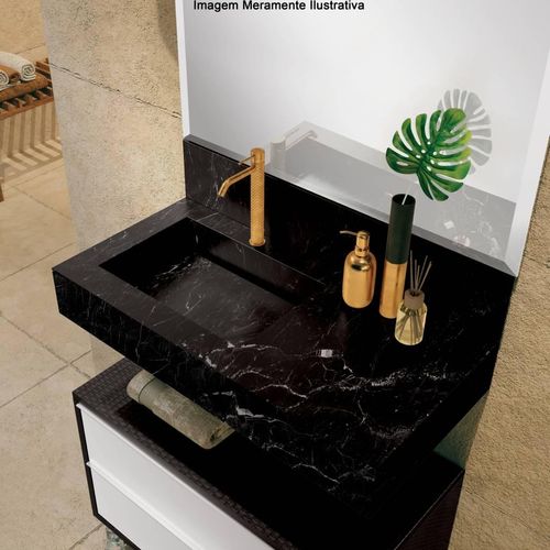 Bancada com Cuba Esculpida Blu Pró Black 80cm