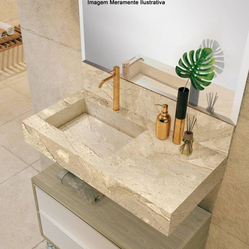 Bancada com Cuba Esculpida Blu Pró Travertino 80cm