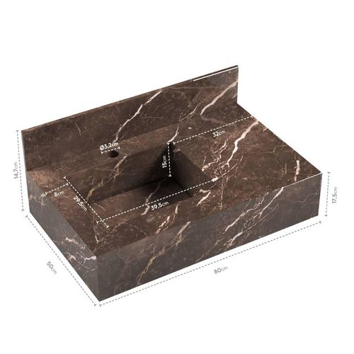 Bancada com Cuba Esculpida Blu Max Trufa 80cm
