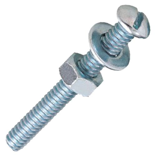 Parafuso Rosca Maquina Fenda Simples 5/32x1/2 com Porca e Arruela 10 Un 2203