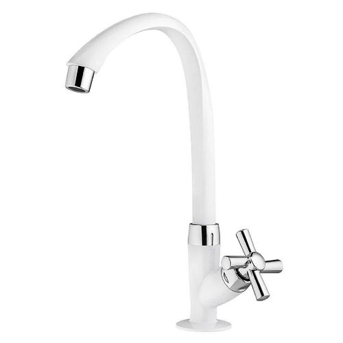 Torneira para Cozinha Tigre Cross de Mesa com Bica Alta Branco Cromado