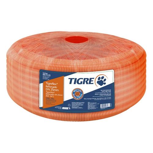 Eletroduto Corrugado Tigre Reforçado Laranja de 3/4" com 50 Metros