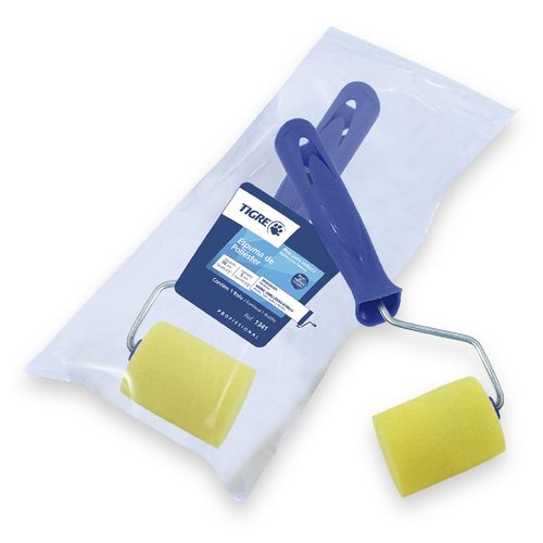 Rolo 5cm Espuma Poliéster Amarela Esmalte/Óleo/Verniz/Stain com Cabo 1341