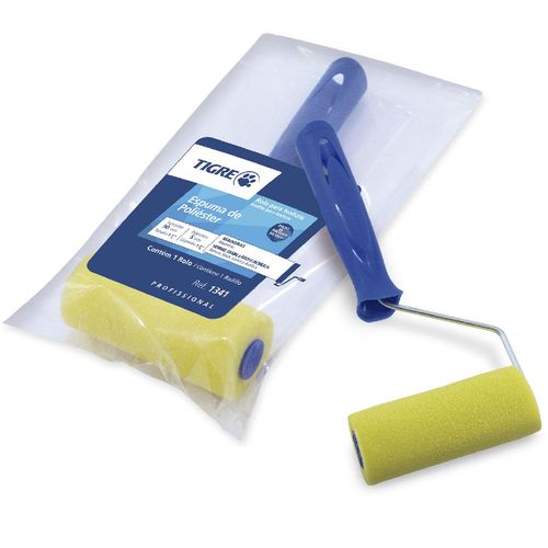 Rolo 9cm Espuma Poliéster Amarela Esmalte/Óleo/Verniz/Stain com Cabo 1345