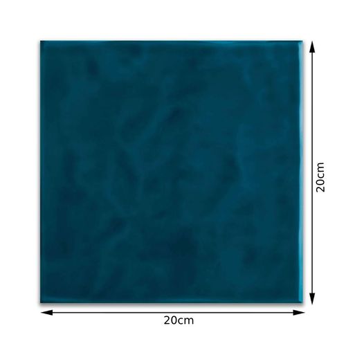 Revestimento Brilhante Eliane Azul Petroleo Onda "A" 20x20 Bold
