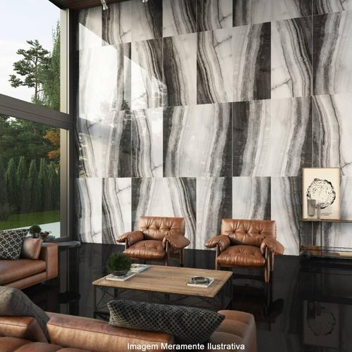 Porcelanato Polido Eliane Onix Grafite "A" 80x160 Retificado