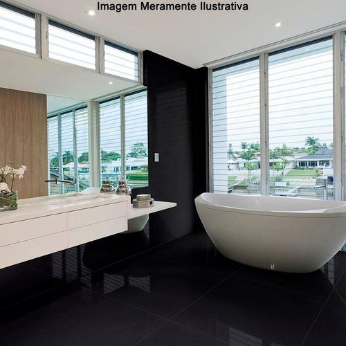 Porcelanato Polido Delta Nero Esmaltado "A" 84x84cm Retificado