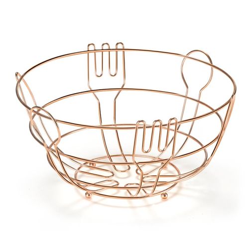Fruteira de Mesa Arthi Redonda Rose Gold Cromado