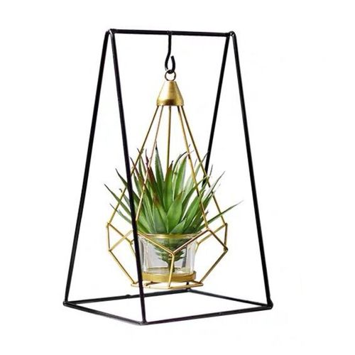 Castiçal Aramado Uttil 30x13Cm Preto e Dourado