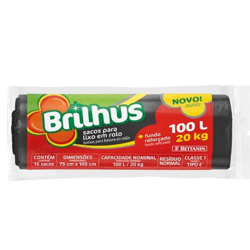 Saco de Lixo Bettanin Brilhus 100 Litros com 15 Unidades