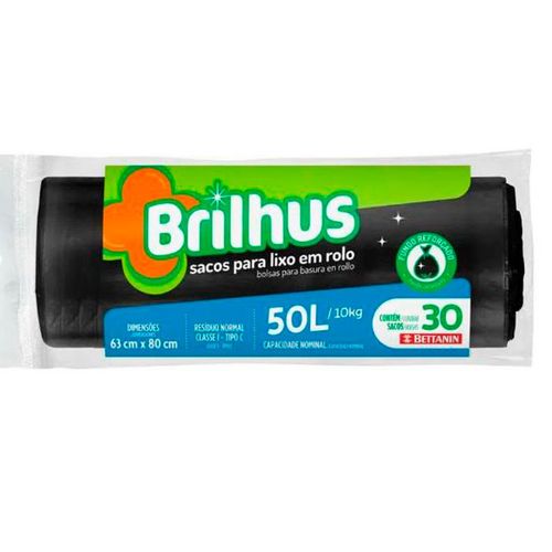 Saco de Lixo Bettanin Brilhus 50 Litros com 30 Unidades