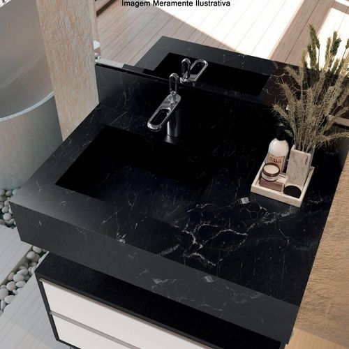 Bancada com Cuba Esculpida Blu Max Black 80cm