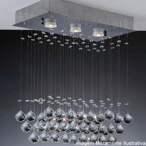 Plafon de Led Cristal Bronzearte Ball Retangular 3x5W GU10 Luz Amarela