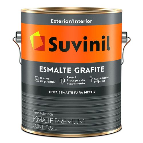 Tinta Esmalte Sintético Suvinil Cor &amp; Proteção Grafite Escuro Fosco 3,6 Litros