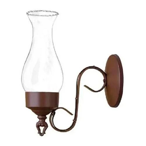Arandela Aço Fosfotizado Colonial Ideal Marrom com Vidro Transparente 270 1xE27