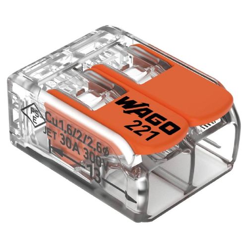Conector de Emenda Wago 2 Polos 6mm 3 Peças