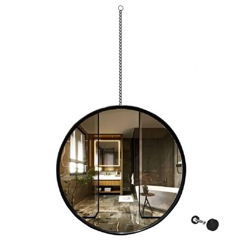 Espelho 22cm Decorativo com Suporte e Parafuso Preto GR219462 Domus