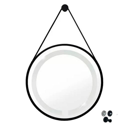 Espelho 45cm com Led Alça Parafuso e Suporte Preto GR219461 Domus