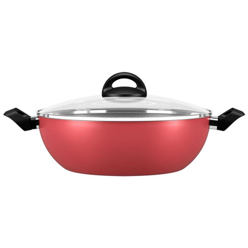 Conjunto 5 Panelas Alumínio Tampa Vidro Linha Cozinha Chicky Cor Vermelho  (Caçarolas Luxo, Panela Nova na Sua Cozinha)