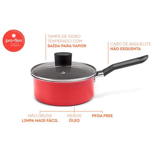 Panela Alumínio Brinox Garlic Vermelho 18cm