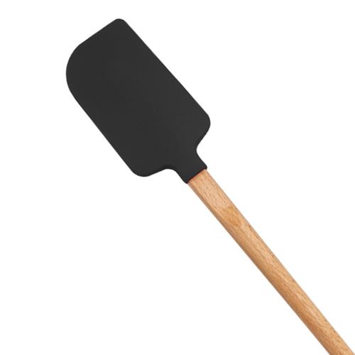 Espátula de Silicone Reta com Cabo de Madeira Preto Uttil 32,5x6x1,5cm