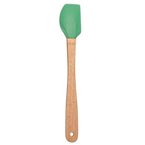 Espátula de Silicone Reta com Cabo de Madeira Verde Uttil 20,5x3x0,5cm