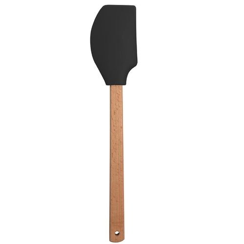 Espátula de Silicone Reta com Cabo de Madeira Preta Uttil 27x6x0,8cm