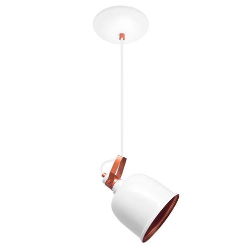 Pendente de Alumínio JM Iluminação Impiricus B/1 Branco com Difusor Cobre 1xE27
