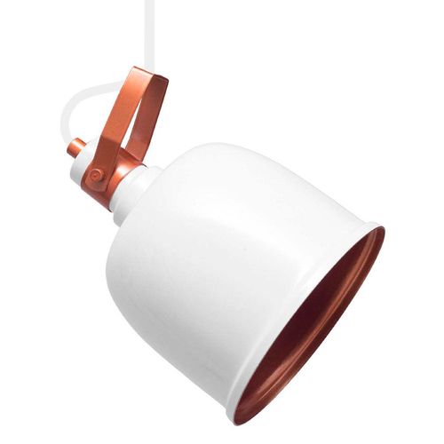 Pendente de Alumínio JM Iluminação Impiricus B/1 Branco com Difusor Cobre 1xE27