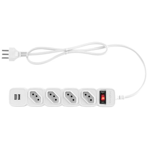 Protetor Eletrônico Intelbras com 4 Tomadas EPE 204 USB Cabo 3 Metros Branco