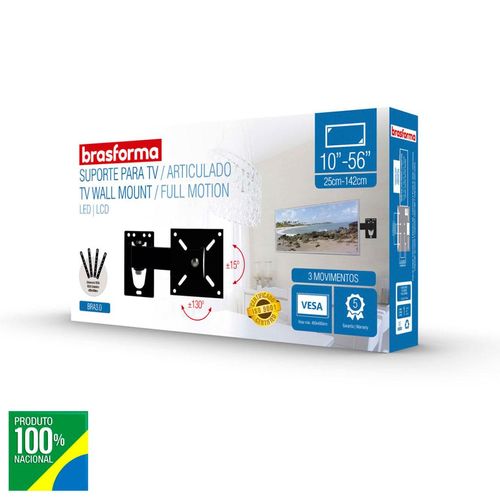 Suporte para TV Brasforma Articulado LED, LCD, Plasma, 3D e Smart TV de 10" a 56" BRA3.0