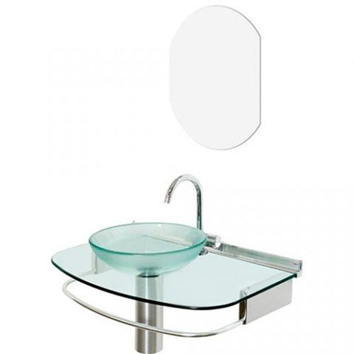 Lavabo Banheiro Cris Metal Glass Quartzo com Cuba 70x45cm