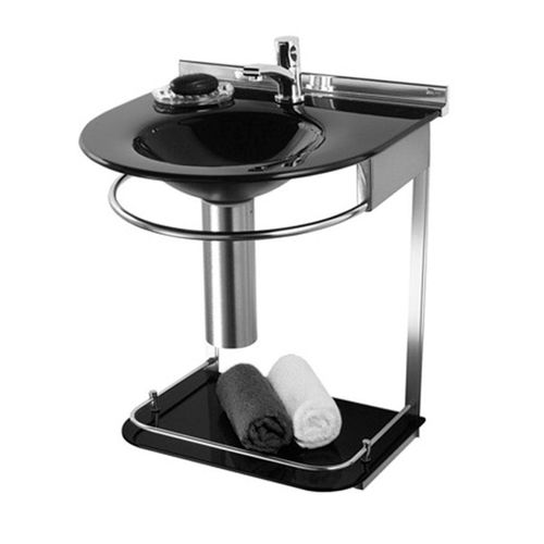 Lavabo para Banheiro Cris Metal Mold Vidro com Cuba 50x46x62,5cm Preto