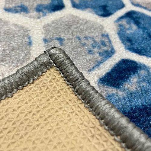 Tapete Domus Estampado para Sala Azul e Cinza 100x160cm