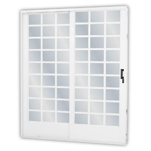 Porta de Aço Mgm Minas Sul de Correr com Vidro e 2 Folhas Quadriculada Branco 215x160x12