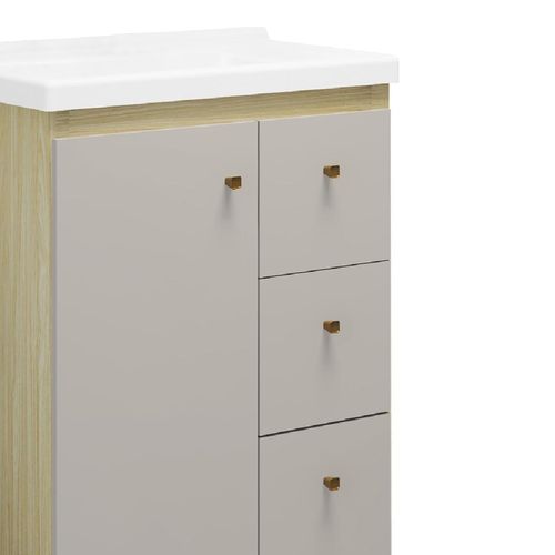 Conjunto Armário com Pé e Pia Gaam 60cm New Celta Pinho/Fendi