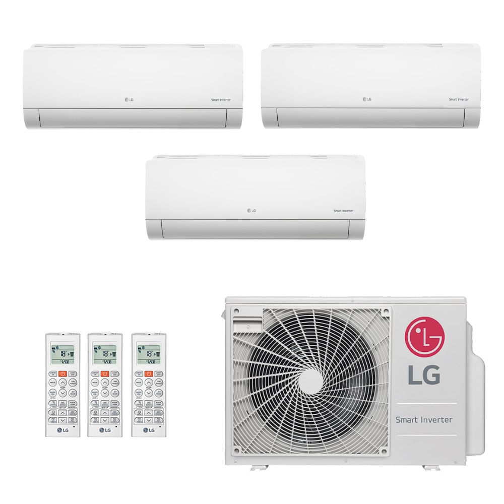 Ar Condicionado Multisplit Tri 26000 Btu(2x7000+12000) Quente/frio - Inverter - LG - 220v - Amnw12gsja0 Amnw07gsja0 / A3uw21gfac