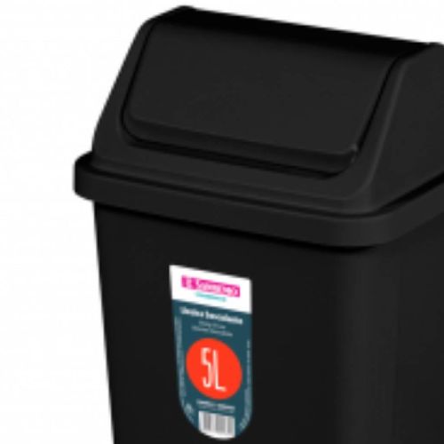 Lixeira de Plástico Basculante Sanremo Casa Blanca 5L Preta